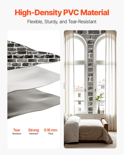 Peel and Stick Wallpaper, 17.7 x 393.7 inch Contact Paper Gray Brick Waterpoof Self Adhesive, Easy to Clean & Peel Wall Decorative Vinyl Roll for Bedroom Kitchen Bathroom Office Desk
