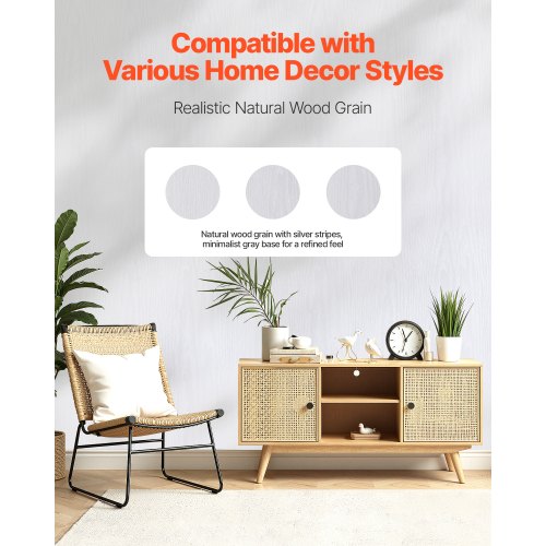 Selbstklebende Tapete 45 cm x 10 m Weiße Holzmaserung Wasserfest für Schreibtisch | EU