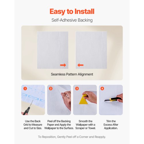 Selbstklebende Tapete 45 cm x 10 m Weiße Holzmaserung Wasserfest für Schreibtisch | EU