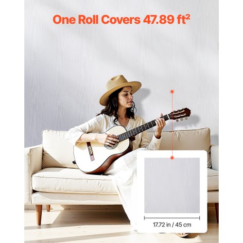 Selbstklebende Tapete 45 cm x 10 m Weiße Holzmaserung Wasserfest für Schreibtisch | EU