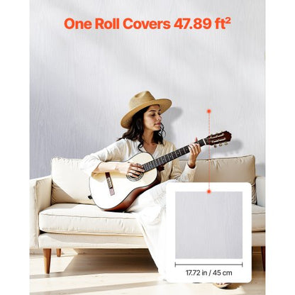 Selbstklebende Tapete 45 cm x 10 m Weiße Holzmaserung Wasserfest für Schreibtisch | EU