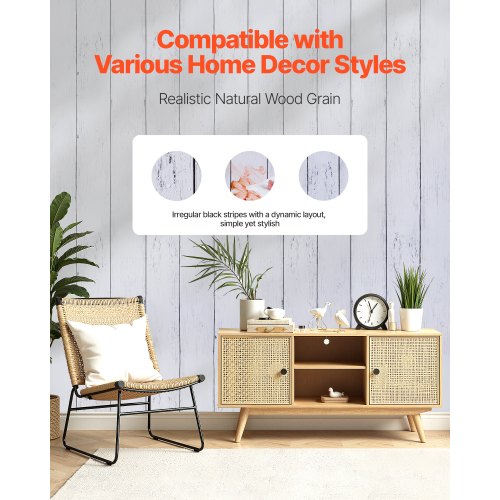 selbstklebende Tapete 45 cm x 12 m weiß Holzstruktur wasserfest | EU