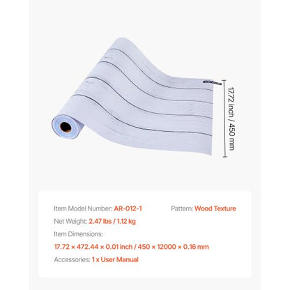 selbstklebende Tapete 45 cm x 12 m weiß Holzstruktur wasserfest | EU