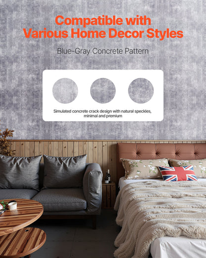 Peel and Stick Wallpaper, 15.7 x 590.5 inch Contact Paper Waterpoof Self Adhesive, Easy to Clean Wall Decorative Vinyl Roll for Bedroom Kitchen Bathroom Office,Dark Gray Industrial Style