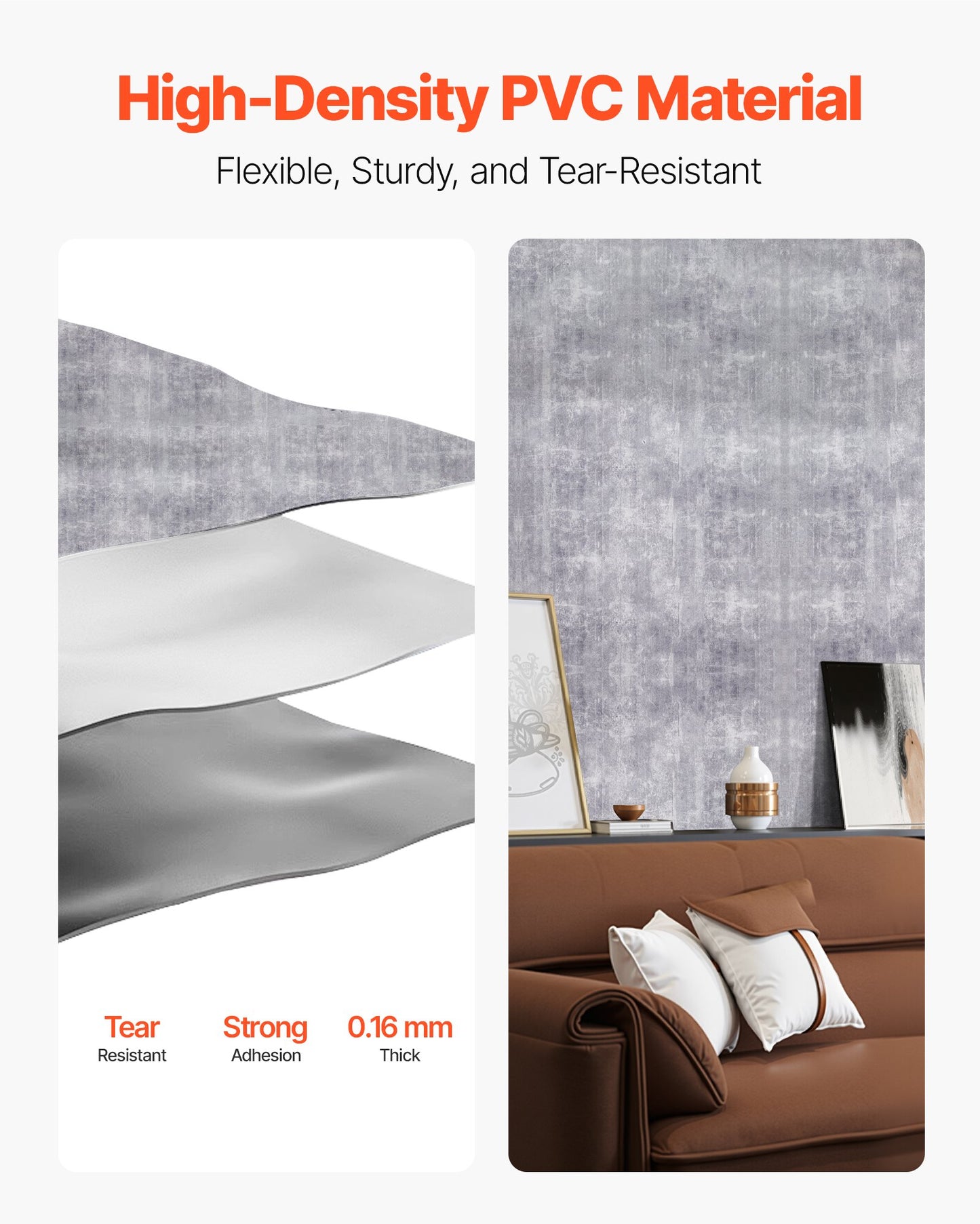 Peel and Stick Wallpaper, 15.7 x 590.5 inch Contact Paper Waterpoof Self Adhesive, Easy to Clean Wall Decorative Vinyl Roll for Bedroom Kitchen Bathroom Office,Dark Gray Industrial Style