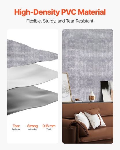 Peel and Stick Wallpaper, 15.7 x 590.5 inch Contact Paper Waterpoof Self Adhesive, Easy to Clean Wall Decorative Vinyl Roll for Bedroom Kitchen Bathroom Office,Dark Gray Industrial Style