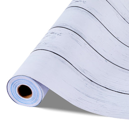Peel and Stick Wallpaper, 17.7 x 590.5 inch Contact Paper White Wood Textured Waterpoof Self Adhesive, Easy to Clean & Peel Wall Decorative Vinyl Roll for Bedroom Kitchen Bathroom Office Desk