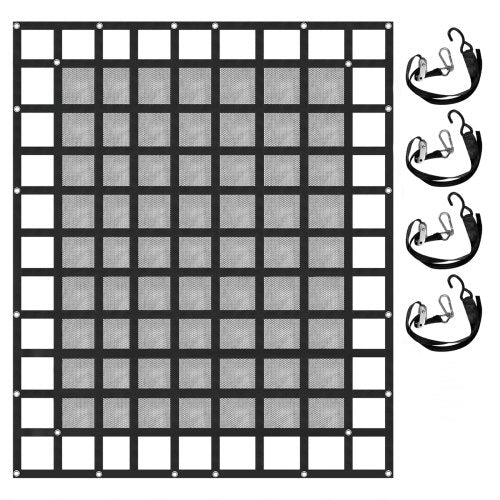 Cargo Net with Mesh, 8\' x 6.7\' Cargo Net for Pickup Truck Bed, Heavy Duty Cargo Nets with Cam Buckles & S-Hooks & Cross Strap, Truck Bed Cargo Net for Trailer SUV Jeeps(96\" x 80\")