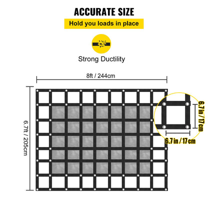 8' x 6.7' Truck Net Net with Cam Buckles and S-Hooks Pickup Bed 1100lbs
