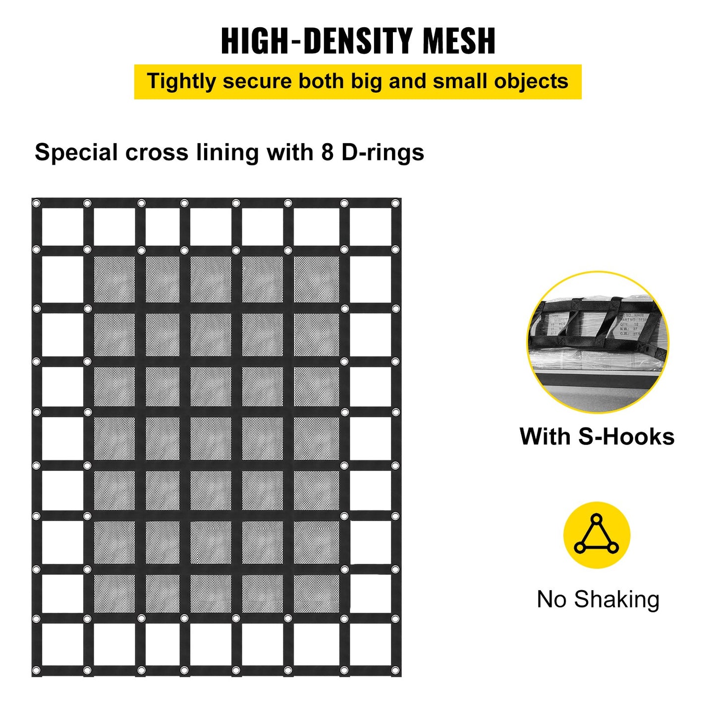 8' x 6.7' Truck Net Net with Cam Buckles and S-Hooks Pickup Bed 1100lbs