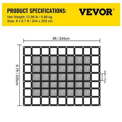 8' x 6.7' Truck Net Net with Cam Buckles and S-Hooks Pickup Bed 1100lbs