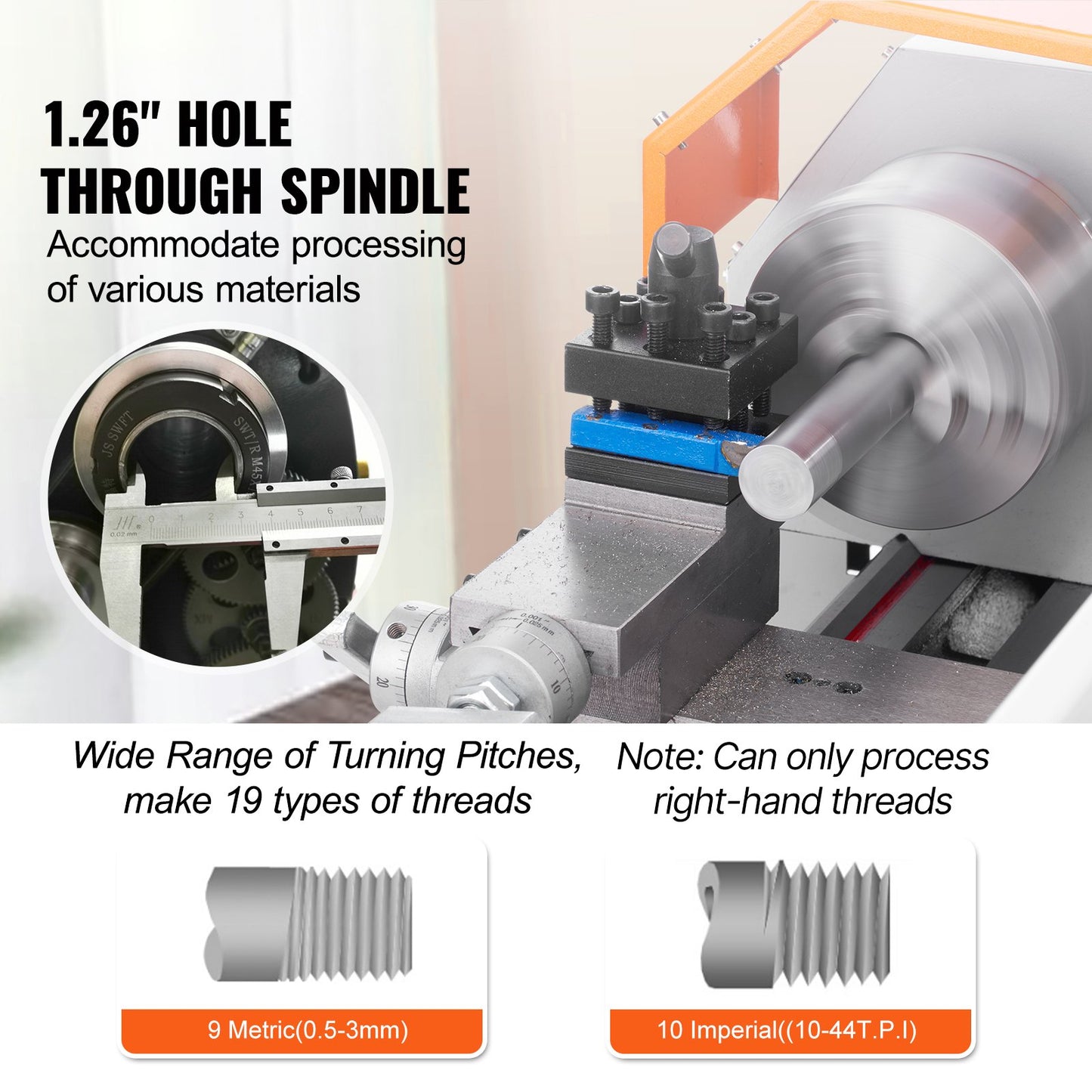 Compact Metal Lathe, 7'' x 16'', 800W, Precision Desktop Metalworking Lathe, Variable Speed 150-2500 RPM, Includes 3.9'' 3-jaw Chuck & Tool Box for Detailed Part Crafting