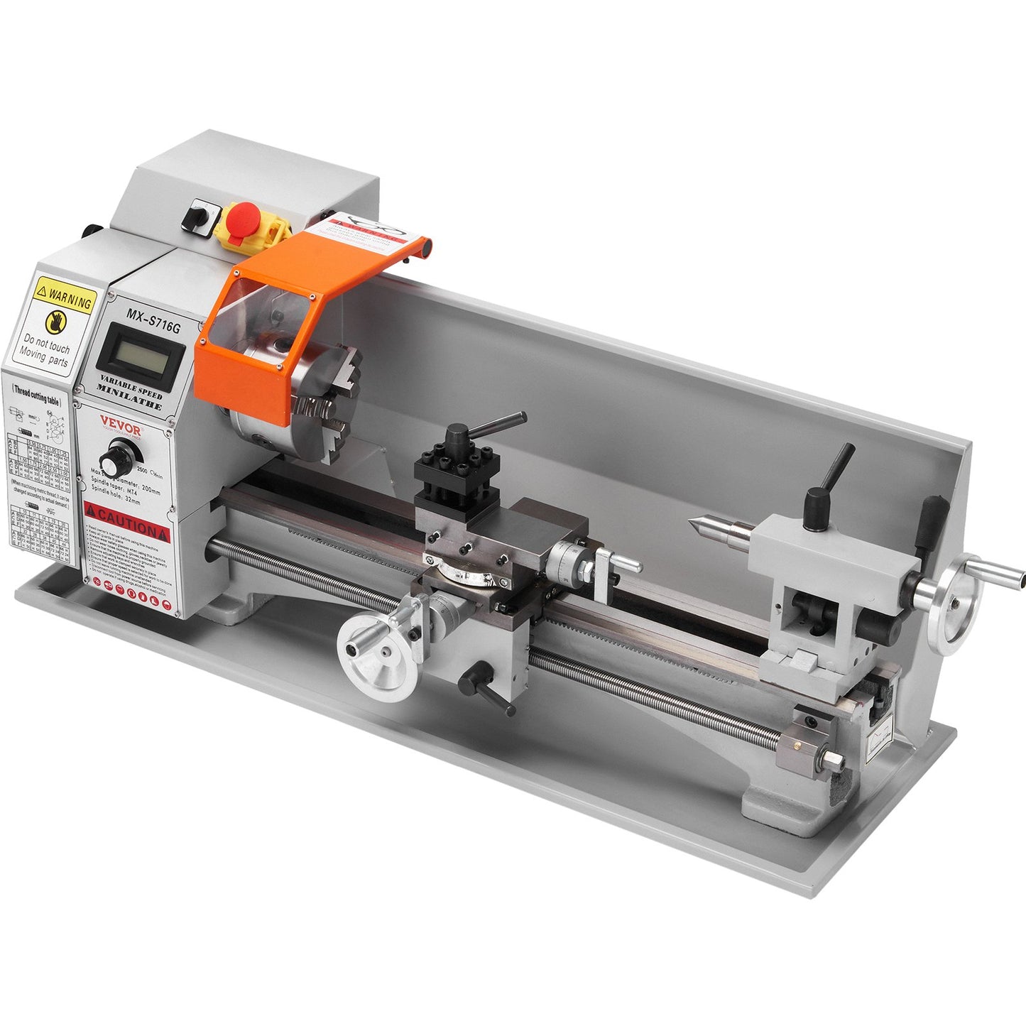 Compact Metal Lathe, 7'' x 16'', 800W, Precision Desktop Metalworking Lathe, Variable Speed 150-2500 RPM, Includes 3.9'' 3-jaw Chuck & Tool Box for Detailed Part Crafting