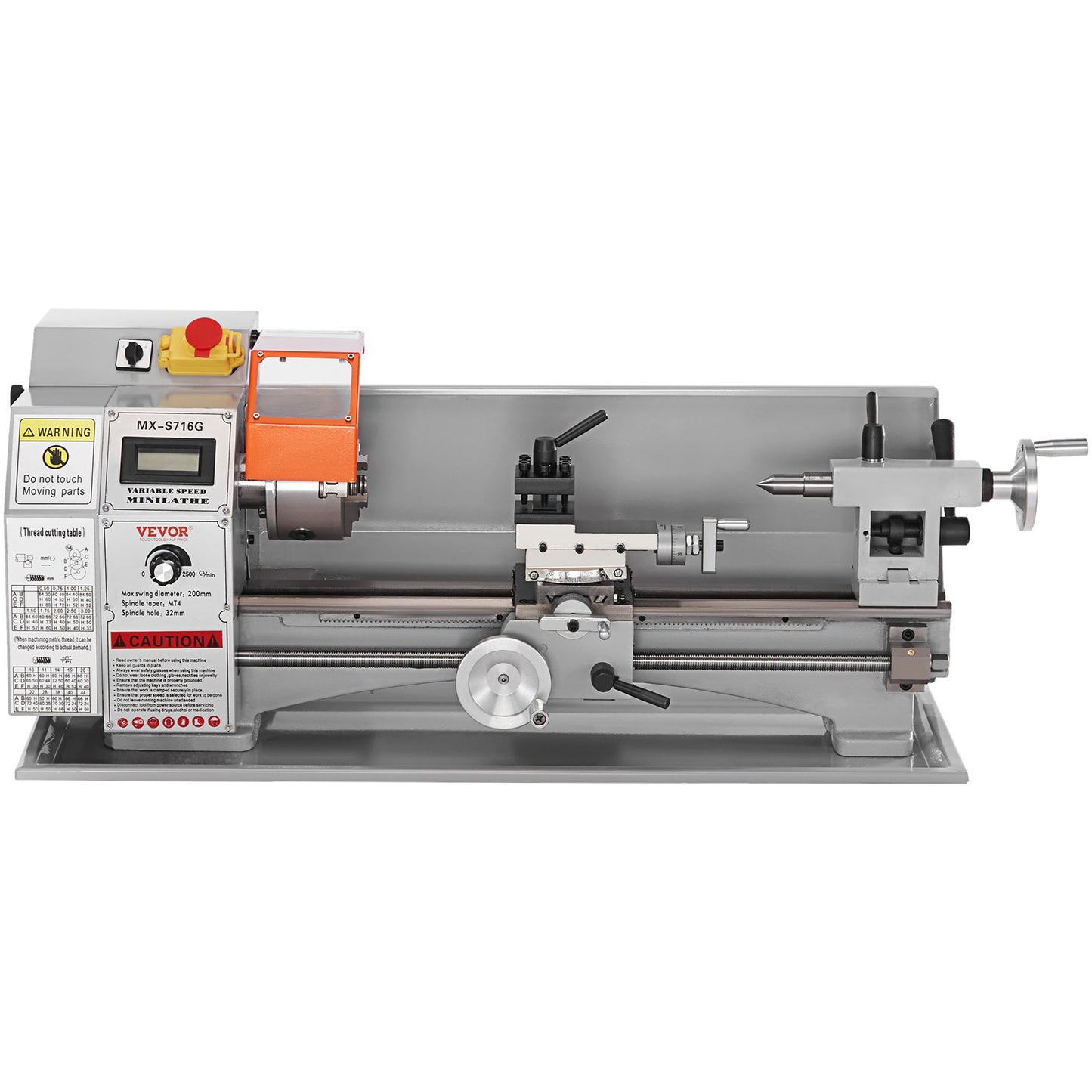Mini Metal Lathe Machine, 7'' x 16'', 800W Precision Power Metal Lathe, 150-2500 RPM Continuously Variable Speed, with 3.9'' 3-Jaw Metal Chuck Toolbox for Machining Precision Parts