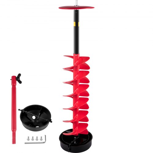 Ice Drill Auger, 6\" Diameter Nylon Ice Auger, 39\" Length Ice Auger Bit,Auger Drill with 11.8\" Extension Rod,Auger Bit with Drill Adapter,Top Plate & Blade Guard for Ice Fishing Ice Burrowing