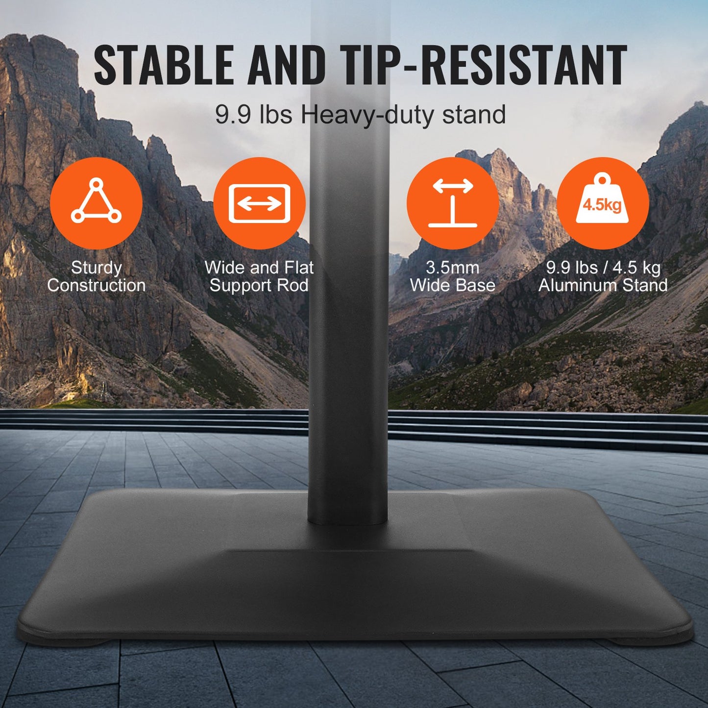 Sockel-Schildhalter, 8,5 x 11 Zoll, vertikal und horizontal verstellbarer Plakatständer, robuster Boden-Schildhalter mit Metallsockel für Displays, Werbung und den Außenbereich, schwarz