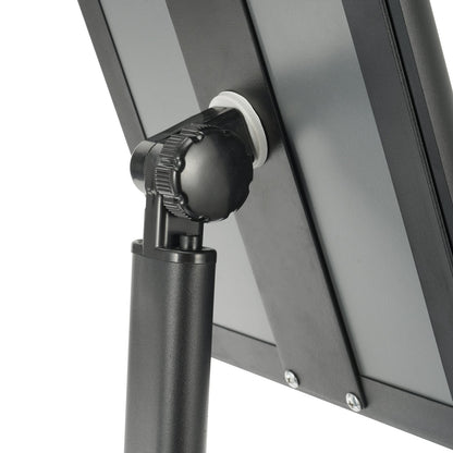 Piedestalskylthållare, 11 x 17 tums vertikalt och horisontellt justerbart affischställ, kraftig golvskylthållare med metallbas för display, reklam och utomhus, svart