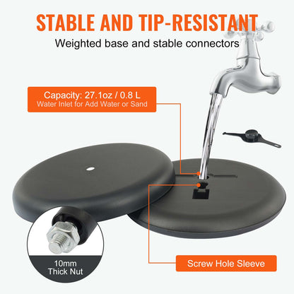 Piedestalskylthållare, 11 x 17 tums vertikalt och horisontellt justerbart affischställ, kraftig golvskylthållare med rund bas för display, reklam och utomhus, svart