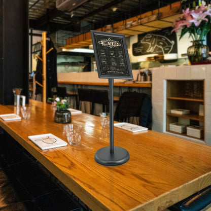 Pedestal Sign Holder, 8.5 x 11 Inch Vertical and Horizontal Adjustable Poster Stand, Heavy-Duty Floor Standing Sign Holder with Round Base for Display, Advertisement, and Outdoor, Black