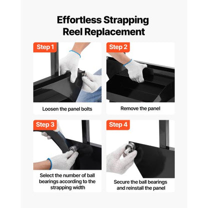 bandvagn, lämplig för stålbandsrullar med 600 mm kärnytterstorlek, kraftig bandningsdispenser med gummihjul, lämplig för fabrik, lager, lastområde |  EU