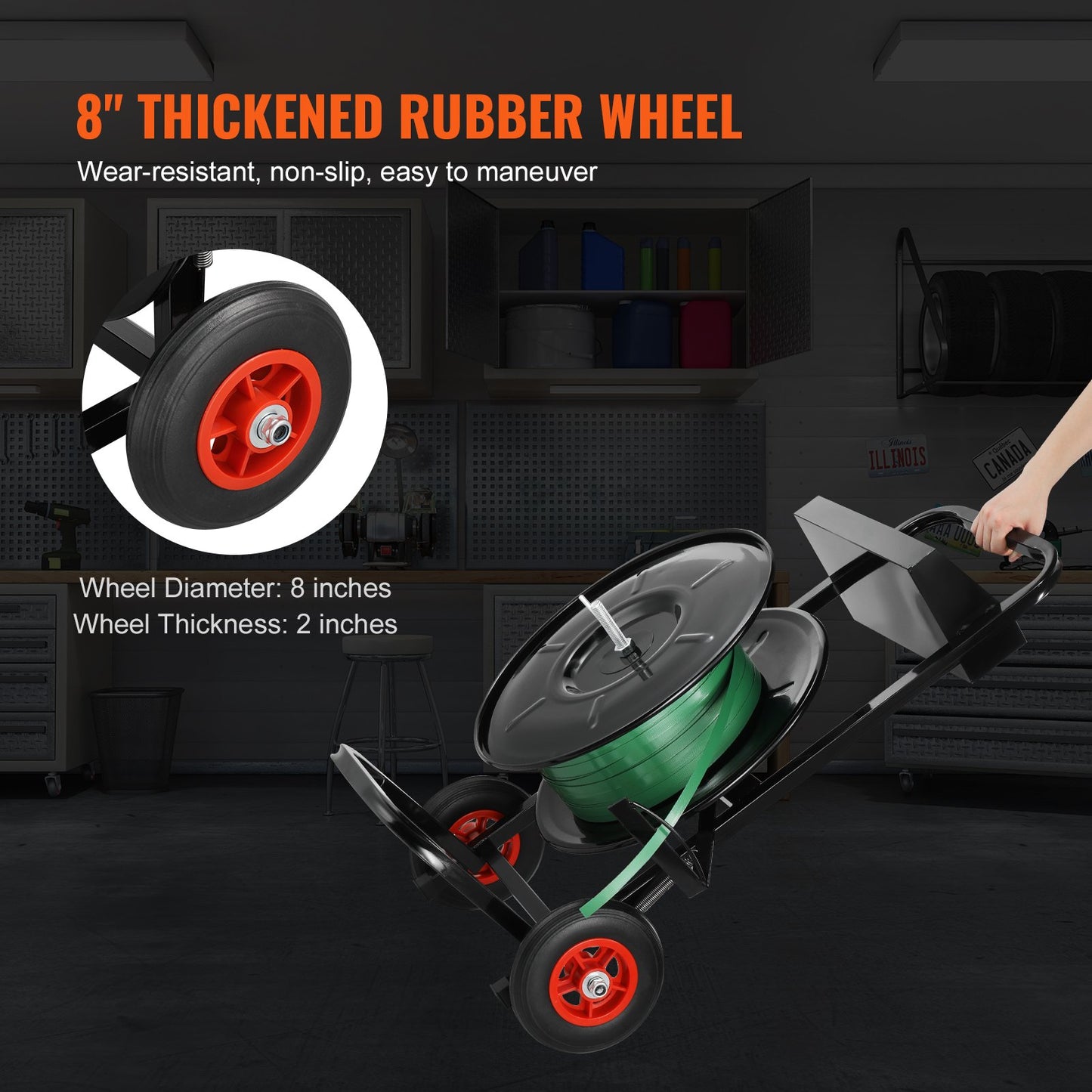 Bandningsdispenser Bandingvagn för PET/PP bandrulle 8" kärnstorlek