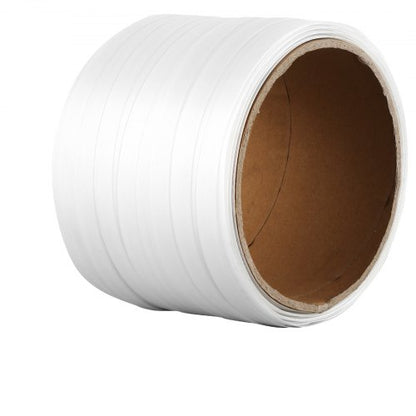 Packaging Woven Cord Strapping Roll, 330' Length x 3/4" Width x 0.03" Thickness, 1763 lbs Break Strength, Heavy Duty Banding Pallet Strap Coil, Portable Strong Banding Packing Straps, White
