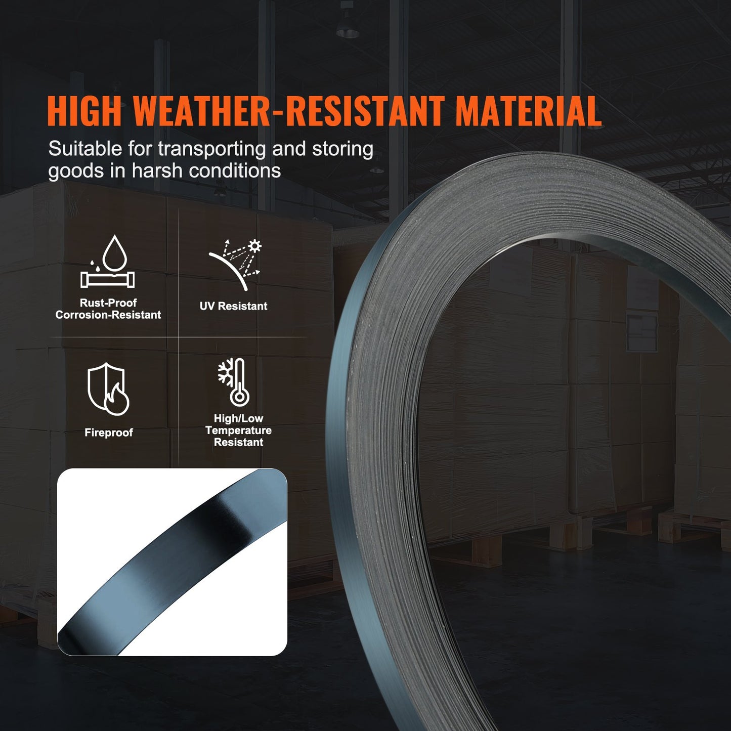 Packaging Steel Strapping Roll 1/2" x 0.016" x 330' Banding Strap 1100 lbs