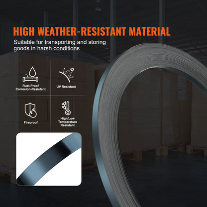 Packaging Steel Strapping Roll 1/2" x 0.016" x 330' Banding Strap 1100 lbs