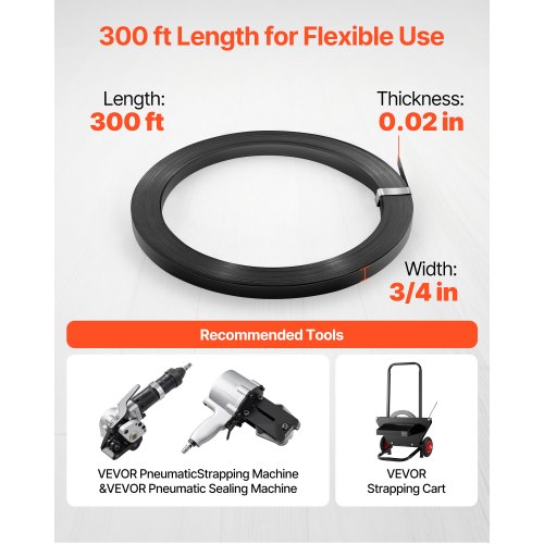 stålbandningsrulle, 19 mm x 0,55 mm x 91 m, metallbandningsrulle tål tuffa miljöer, 775,6 kg brottstyrka, kraftig bandningsrulle för pallpackning |  EU