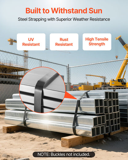 Steel Strapping Coil, 3/4 in x 0.02 in x 300 ft, Metal Strapping Banding Roll Withstands Harsh Environment, 1710 lbs Break Strength, Heavy Duty Banding Pallet Strap Coil for Pallet Packing