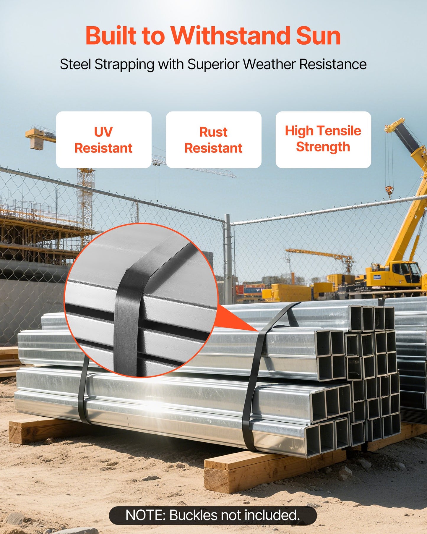 Steel Strapping Coil, 3/4 in x 0.02 in x 1640 ft, Metal Strapping Banding Roll Withstands Harsh Environment, 1700 lbs Break Strength, Heavy Duty Banding Pallet Strap Coil for Pallet Packing