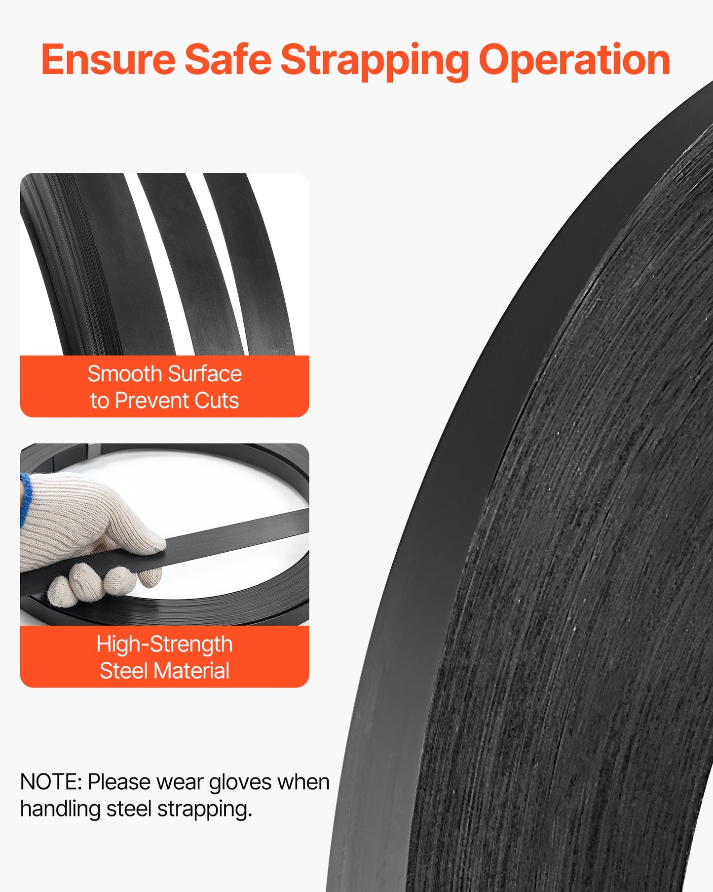 Steel Strapping Coil, 3/4 in x 0.02 in x 1640 ft, Metal Strapping Banding Roll Withstands Harsh Environment, 1700 lbs Break Strength, Heavy Duty Banding Pallet Strap Coil for Pallet Packing