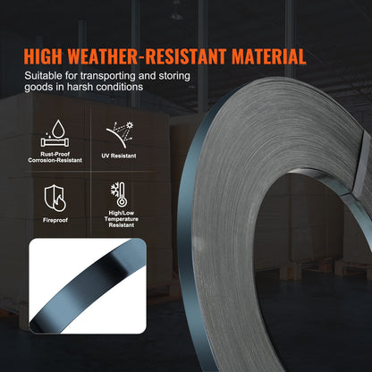 Packaging Steel Strapping Roll 3/4" x 0.02" x 1640' Banding Strap 1700 lbs