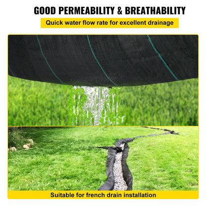 Geotextile Fabric, 12.5 x 30 ft 3.5oz Woven PP Driveway Drain Cloth with 600lbs Tensile Strength, Heavy Duty Underlayment for Soil Stabilization, Landscaping, Weed Barrier, 12.5FT30FT-3.5OZ, Bla