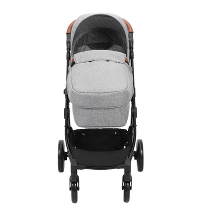 Standard Barnvagn, Barnvagn för småbarn med Bassinet, 3:e växelns justerbara ryggstöd & hopfällbar och vändbar sits, Carbon Steel Newborn Barnvagn med Benskydd och Mesh-nät, Mörkgrå