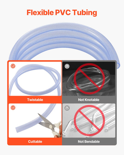 Braided Clear Vinyl Tubing, 3/4" ID x 19/20" OD, 10FT Plastic PVC Tubing, Flexible and Cuttable Clear Hose, 1/10 in Wall Thickness, High-strength PVC Material for Aquarium Irrigation Swimming