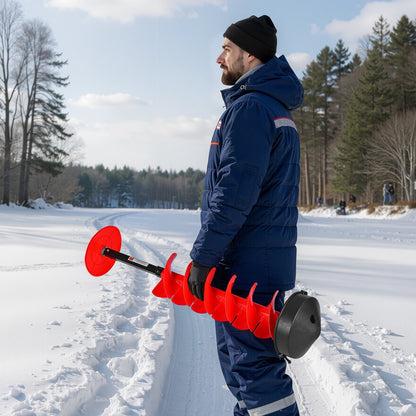 Ice Auger Drill Bit, 8in Diameter 41in Length, Cordless Nylon Ice Fishing Augers With Extra 13.4in Extension Rod, Drill Adapter, Top Plate and Blade Guard