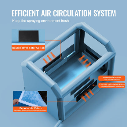 Inflatable Paint Booth, 13.1 x 9.8 x 9 ft Inflatable Spray Booth, with 750W Powerful Blower and Air Filter System, Portable Car Paint Booth for Motorcycle, Bicycle, Auto Part Painting