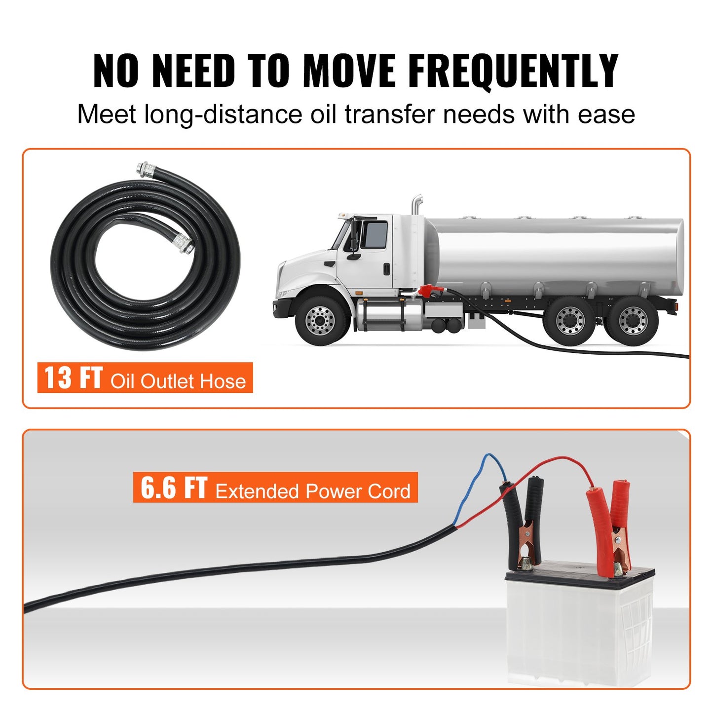Fuel Transfer Pump, 12V DC 10 GPM 26.2 ft Lift, Portable Electric Diesel Transfer Pump Kit with Auto Shut-Off Nozzle, Delivery and Suction Hose for Diesel, Kerosene, Transformer Oil