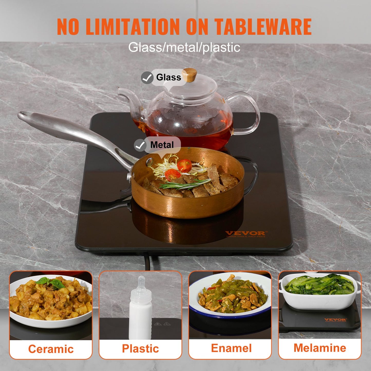 Electric Warming Tray, 16.5" x 11" Portable Tempered Glass Heating Tray with Temperature Range (65-90℃), Perfect for Dinner, Catering, House, Parties, Events, Entertaining and Holiday, Black