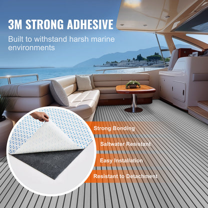 Boat Flooring, EVA Foam Boat Decking 94.5" x 35.4", Non-Slip Self-Adhesive Flooring, 23.2 sq.ft Marine Carpet for Boats, Yacht, Pontoon, Kayak Decking