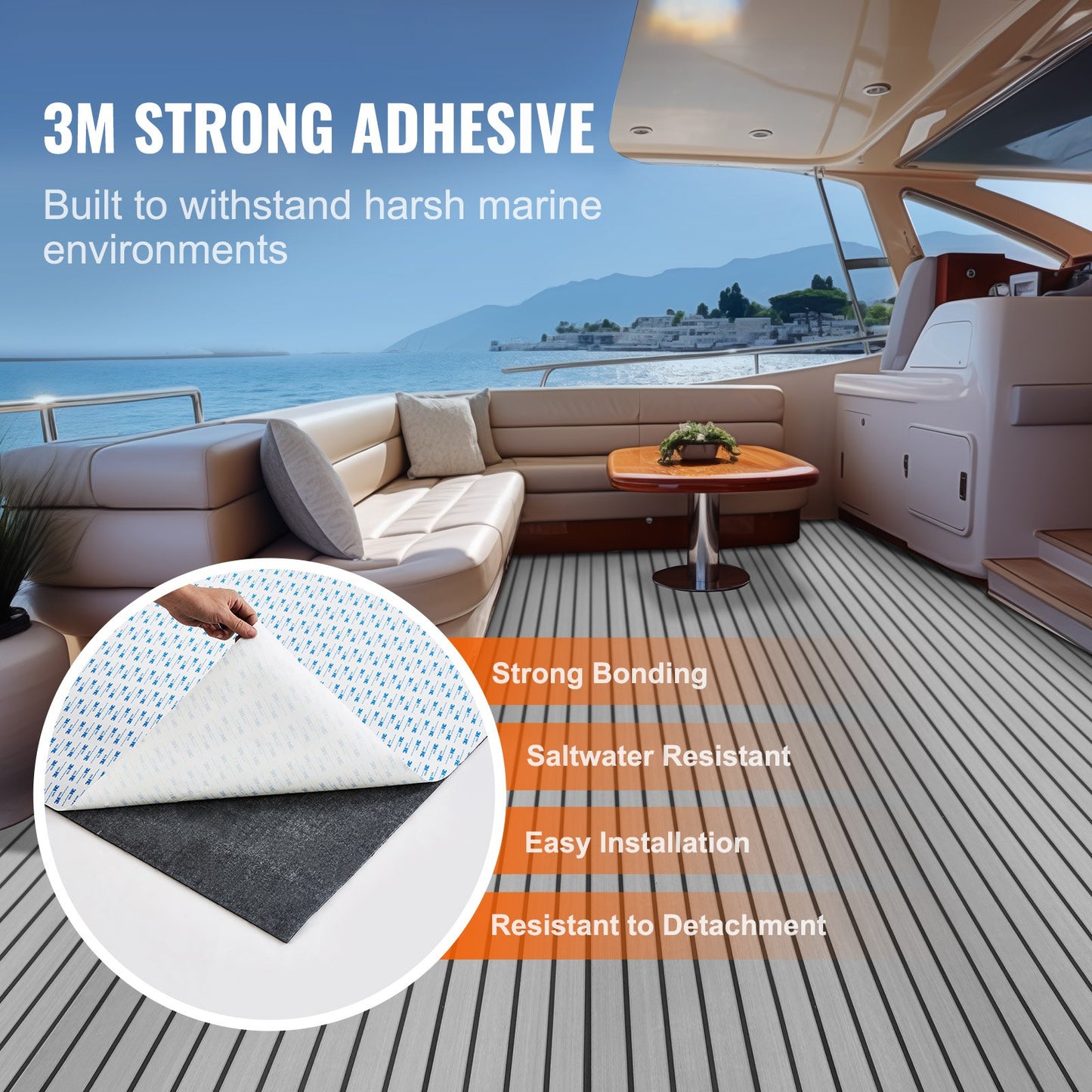 Boat Flooring, EVA Foam Boat Decking 94.5" x 45.7", Non-Slip Self-Adhesive Flooring, 29.9 Sq M Marine Mat for Boats, Yacht, Pontoon, Kayak Deck