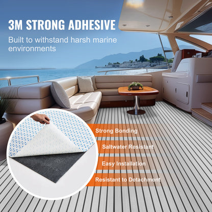 Boat Flooring, EVA Foam Boat Decking 94.5" x 45.7", Non-Slip Self-Adhesive Flooring, 29.9 sq.ft Marine Carpet for Boats, Yacht, Pontoon, Kayak Decking
