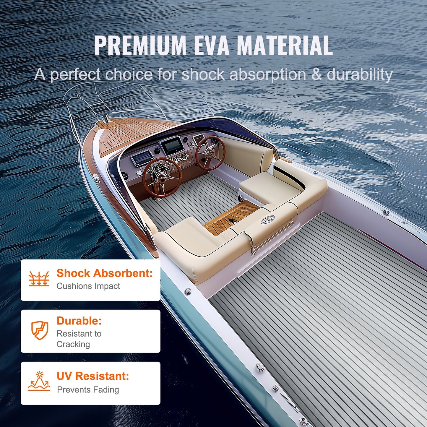 Boat Flooring, EVA Foam Boat Decking 94.5" x 45.7", Non-Slip Self-Adhesive Flooring, 29.9 sq.ft Marine Carpet for Boats, Yacht, Pontoon, Kayak Decking