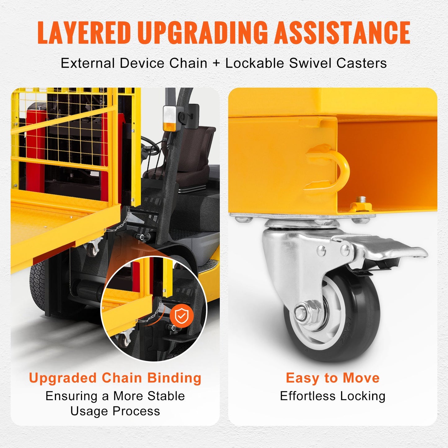 Forklift Safety Cage, 1200 lbs Load Capacity, 36 x 36 Inch Foldable Forklift Work Platform with Lockable Swivel Wheels, Drain Holes and Drive Chain, Accommodates 1 to 2 Adults, Perfect for Aerial Work