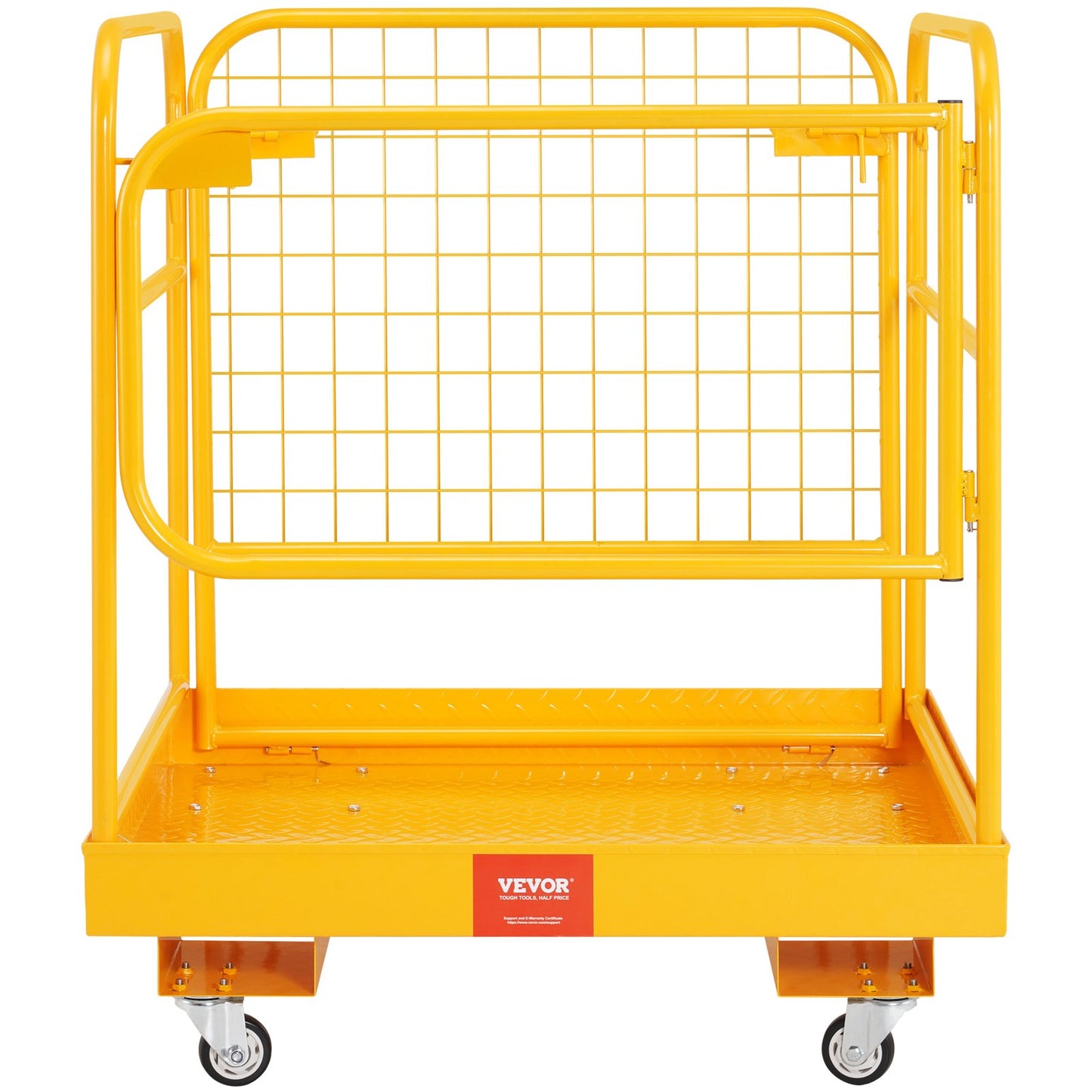 Forklift Safety Cage, 1200 lbs Load Capacity, 36 x 36 Inch Foldable Forklift Work Platform with Lockable Swivel Wheels, Drain Holes and Drive Chain, Accommodates 1 to 2 Adults, Perfect for Aerial Work