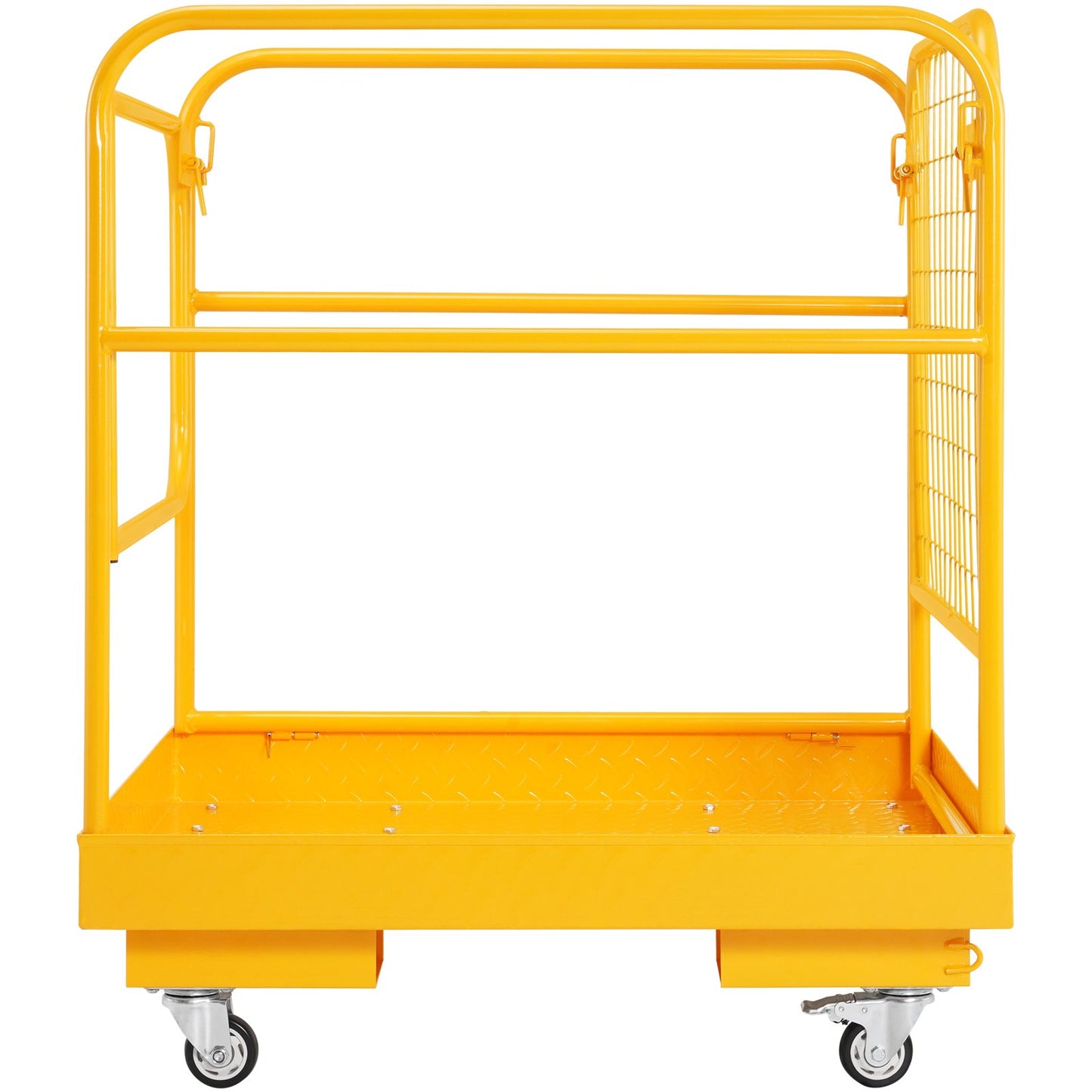 Forklift Safety Cage, 1200 lbs Load Capacity, 36 x 36 Inch Foldable Forklift Work Platform with Lockable Swivel Wheels, Drain Holes and Drive Chain, Accommodates 1 to 2 Adults, Perfect for Aerial Work