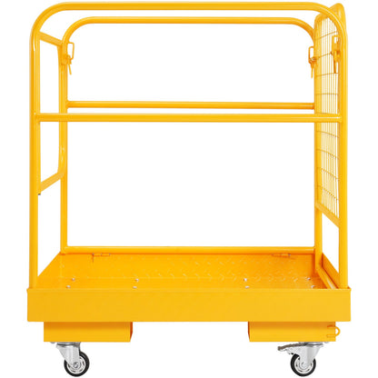 Forklift Safety Cage, 1200 lbs Load Capacity, 36 x 36 Inch Foldable Forklift Work Platform with Lockable Swivel Wheels, Drain Holes and Drive Chain, Accommodates 1 to 2 Adults, Perfect for Aerial Work
