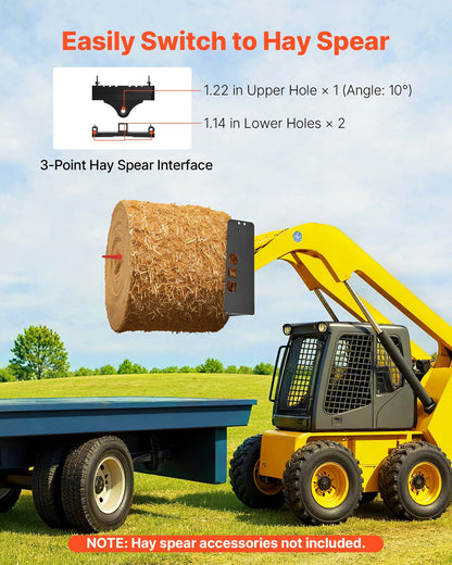 Skid Steer Pallet Frame, 4000 lbs Rated Load Capacity, 45-inch Pallet Fork Frame Attachments with 2-inch Hitch Receiver & Spear Sleeves, Fit for Loaders Tractors Quick Attach Mount, Frame Only