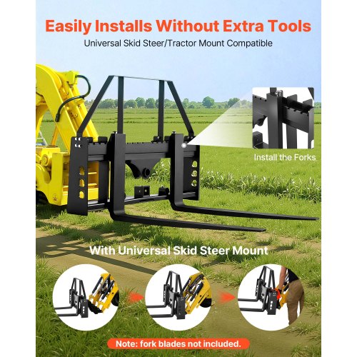 Komplett pallgaffelram, 1814 kg nominell kapacitet, 115 cm pallgaffelramfästen med 50,8 mm dragkrokfäste och spjuthylsor, passar för snabbkopplingstraktorlastare, endast ram |  EU